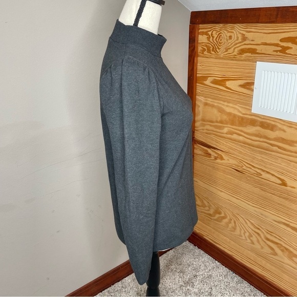 Madewell (Re)sourced Plush Mockneck Puff Sleeve Top in Charcoal Grey Small - Picture 2 of 9